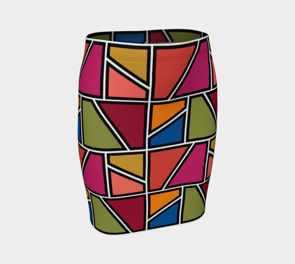Painted Window Pane Fitted Skirt - Objet D'Art
