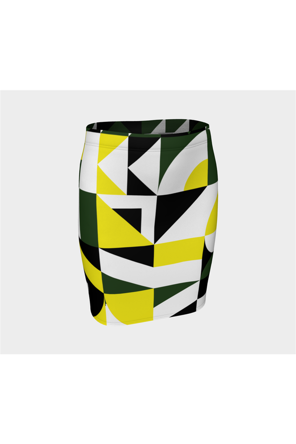 Green Abstract Fitted Skirt - Objet D'Art