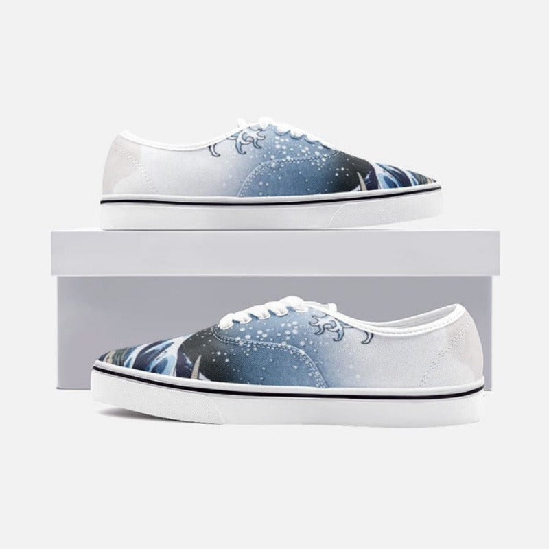 The Great Wave Off Kanagawa by Hokusai Unisex Canvas Shoes Fashion Low Cut Loafer Sneakers - Objet D'Art