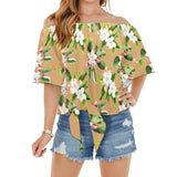 APP BLOSSOM PRINT 10 Off Shoulder Knot Front Blouse (Model T71) - Objet D'Art