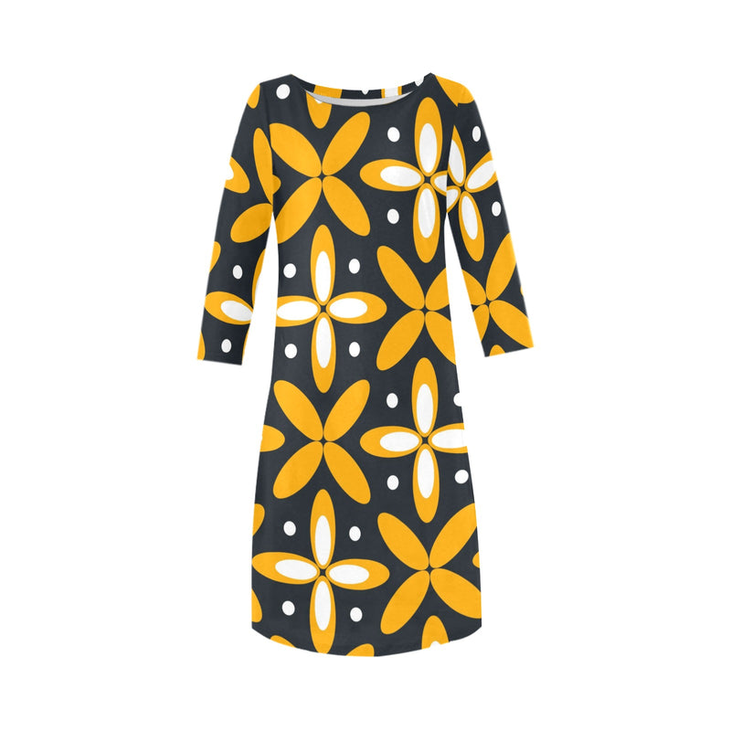 pet pat print Rhea Loose Round Neck Dress(Model D22) - Objet D'Art