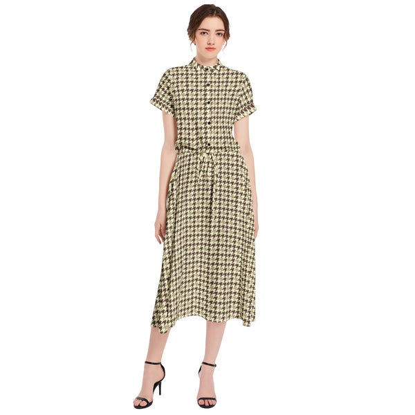 Drawstring Waist A-line Flared Midi Dress - Objet D'Art