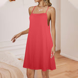 scarlet red solid Drawstring Neck Sleeveless Dress (Model D68) - Objet D'Art