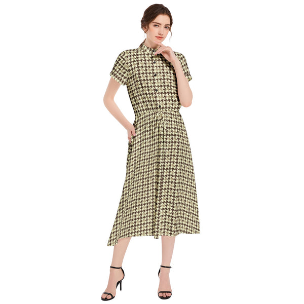 Drawstring Waist A-line Flared Midi Dress - Objet D'Art