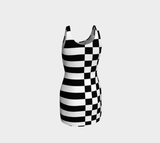 Checkered and Striped Bodycon Dress - Objet D'Art