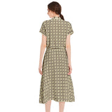Drawstring Waist A-line Flared Midi Dress - Objet D'Art
