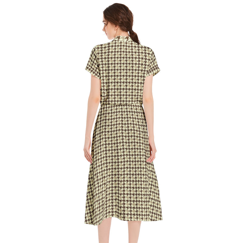 Drawstring Waist A-line Flared Midi Dress - Objet D'Art