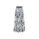 selenium gray print 2 High Slit Long Beach Dress (Model S40) - Objet D'Art