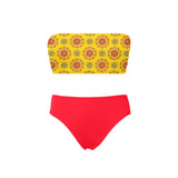 scarlet flame print 2 Chest Wrap Bikini Swimsuit (Model S36) - Objet D'Art