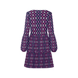 petals purple print 2 V-Neck Loose Fit Dress (Model D62)