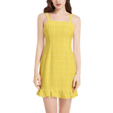 Maurice Sleeveless Square Neck Ruffle Hem Mini Dress - Objet D'Art