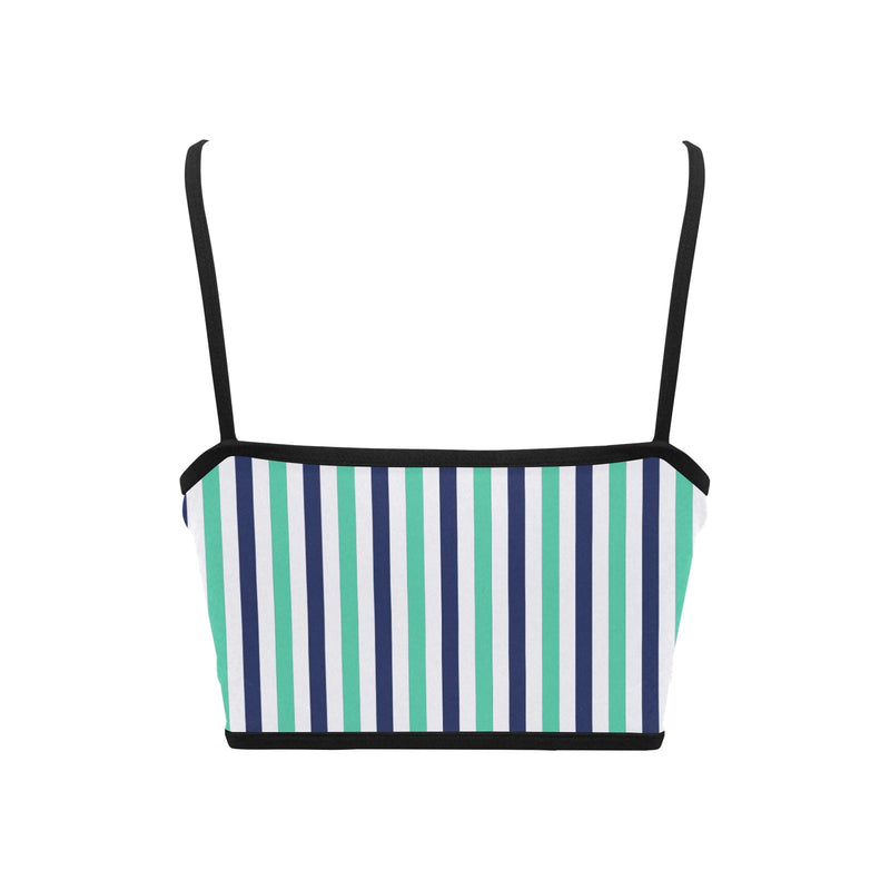 striped print 15A Women's Spaghetti Strap Crop Top (Model T67) - Objet D'Art
