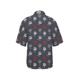 lips hex gray print All Over Print Hawaiian Shirt for Women (Model T58) - Objet D'Art