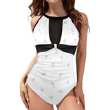 black 2 9k Women's High Neck Plunge Mesh Ruched Swimsuit (S43) - Objet D'Art