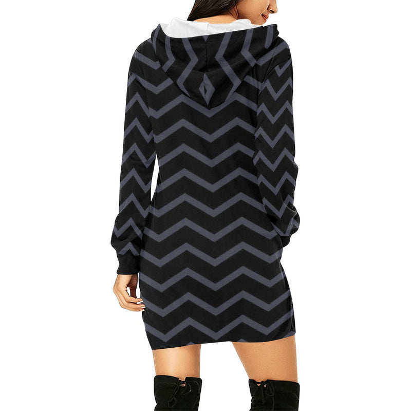 waves6 print All Over Print Hoodie Mini Dress (Model H27) - Objet D'Art
