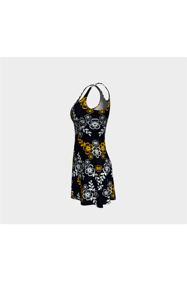 Floral Gold Flare Dress - Objet D'Art Online Retail Store