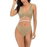 lark solid print 2 Cross String Bikini Set (Model S29) - Objet D'Art