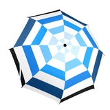 blue ombre striped umbrella print Semi-Automatic Foldable Umbrella (Model U12) - Objet D'Art