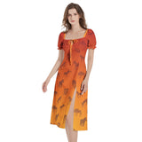 Puff Sleeve Split Thigh Midi Dress - Objet D'Art