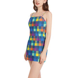 Sleeveless Square Neckline Spaghetti Strap Mini Dress - Objet D'Art