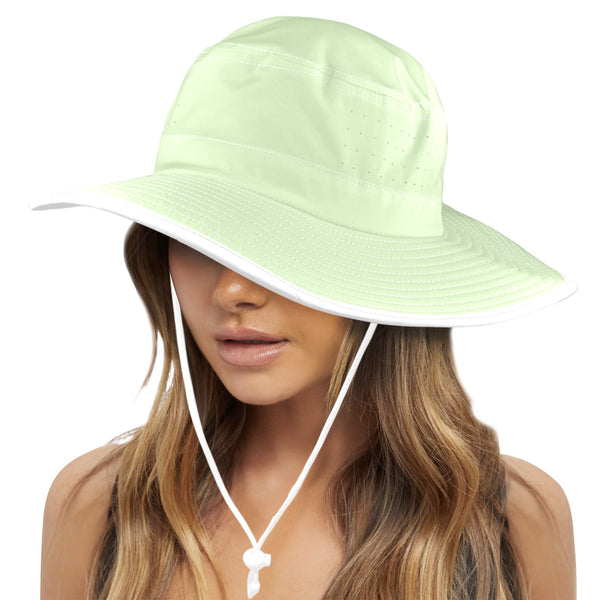 avocado spread solid print Wide Brim Bucket Hat - Objet D'Art