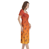 Puff Sleeve Split Thigh Midi Dress - Objet D'Art