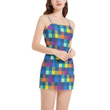 Sleeveless Square Neckline Spaghetti Strap Mini Dress - Objet D'Art