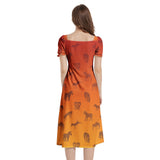Puff Sleeve Split Thigh Midi Dress - Objet D'Art