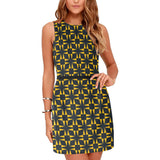 squ tri print Eos Women's Sleeveless Dress (Model D01) - Objet D'Art