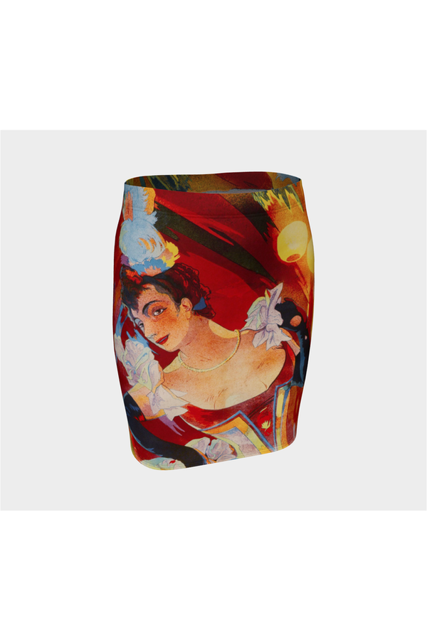 Geneve  Vintage Print Fitted Skirt - Objet D'Art