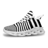 Abstract Zebra Unisex Bounce Mesh Knit Sneakers - Objet D'Art