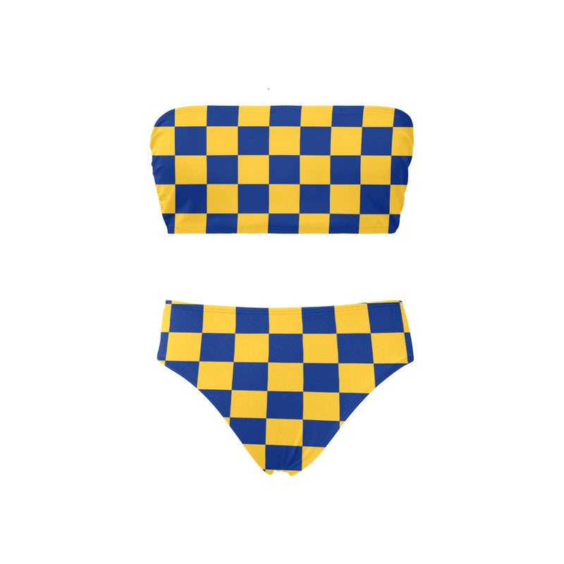 barbados checkered Chest Wrap Bikini Swimsuit (Model S36) - Objet D'Art
