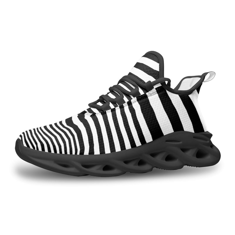 Abstract Zebra Unisex Bounce Mesh Knit Sneakers - Objet D'Art