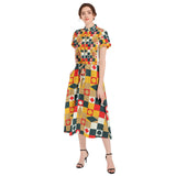 Drawstring Waist A-line Flared Midi Dress - Objet D'Art
