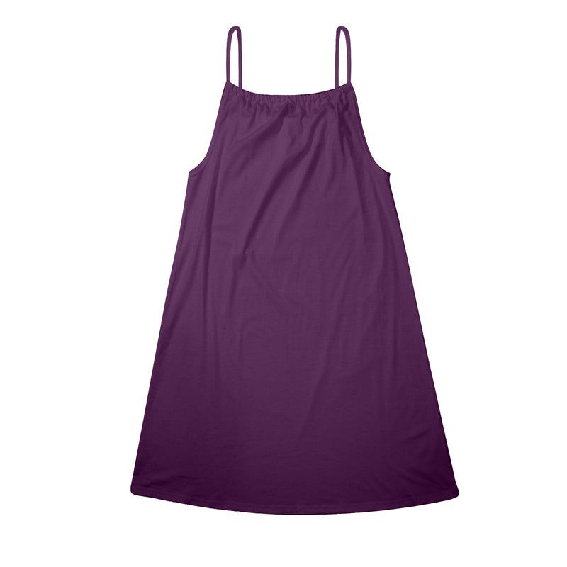purple solid 5A Drawstring Neck Sleeveless Dress (Model D68) - Objet D'Art