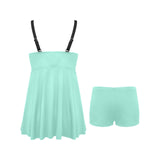 mint green 9k 2 Chest Pleat Swim Dress (Model S31) - Objet D'Art