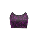 purple rose print 4 Women's Spaghetti Strap Crop Top (Model T67) - Objet D'Art