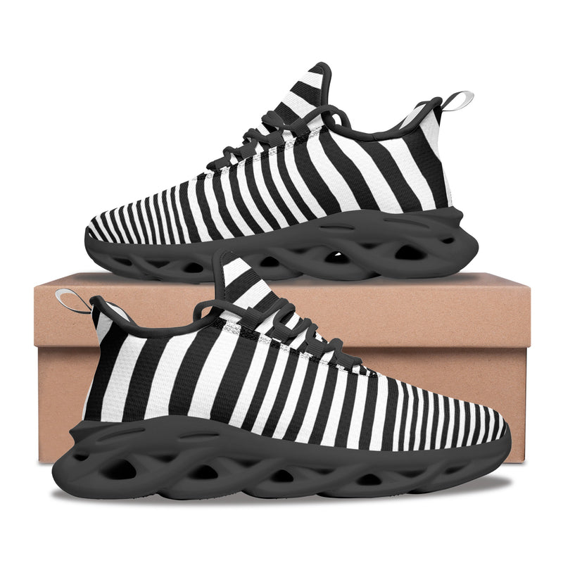 Abstract Zebra Unisex Bounce Mesh Knit Sneakers - Objet D'Art