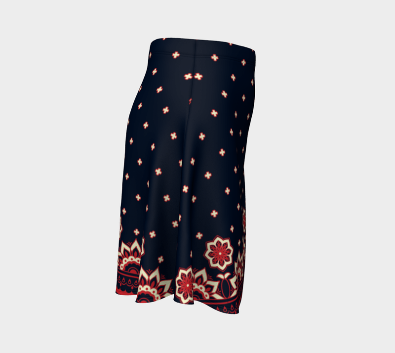 Arabesque Print Flare Skirt - Objet D'Art