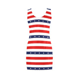 stars and stripes red white blue print 2 Medea Vest Dress (Model D06) - Objet D'Art