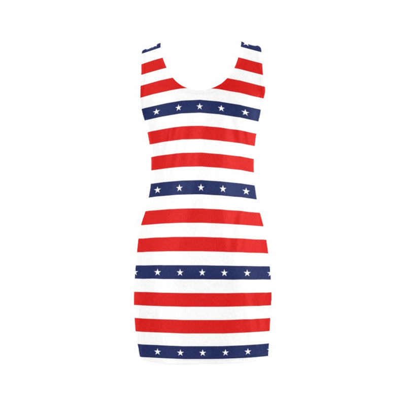 stars and stripes red white blue print 2 Medea Vest Dress (Model D06) - Objet D'Art