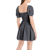 Arctic Nights Puff Sleeve Sweetheart Neck Short Dress - Objet D'Art