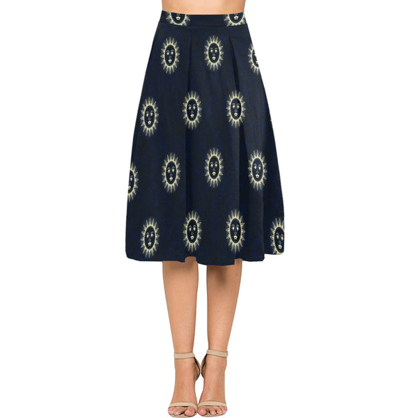 Vintage Sun Mnemosyne Women's Crepe Skirt (Model D16) - Objet D'Art
