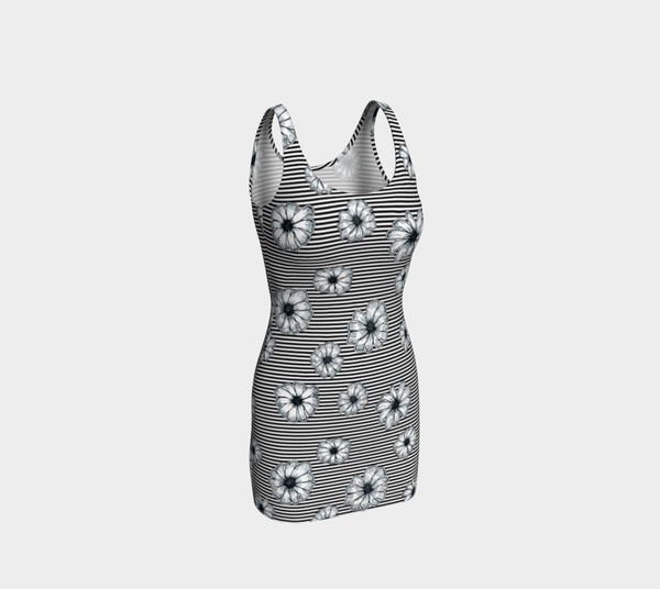 Floral Striped Bodycon Dress - Objet D'Art