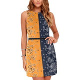 orange blue paisley yoga_leggings_template-Recovered-Recovered copy Eos Women's Sleeveless Dress (Model D01) - Objet D'Art