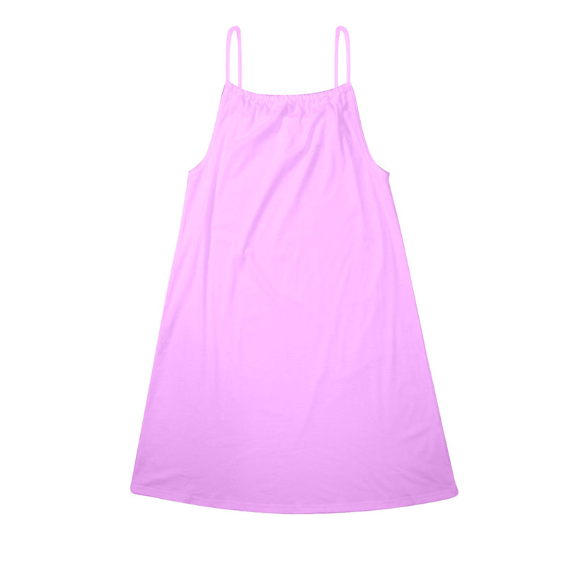 light purple pink solid Drawstring Neck Sleeveless Dress (Model D68) - Objet D'Art