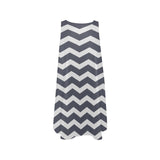waves gray print 5 Sleeveless A-Line Pocket Dress (Model D57) - Objet D'Art