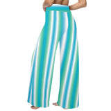 biscayne atoll white pattern print Women's Wide Leg Lounge Pants (Model L77)
