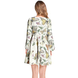 Kaleidoscope Lantern Sleeve Deep V-Neck Short Dress - Objet D'Art