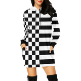 striped bw print 2 All Over Print Hoodie Mini Dress (Model H27) - Objet D'Art